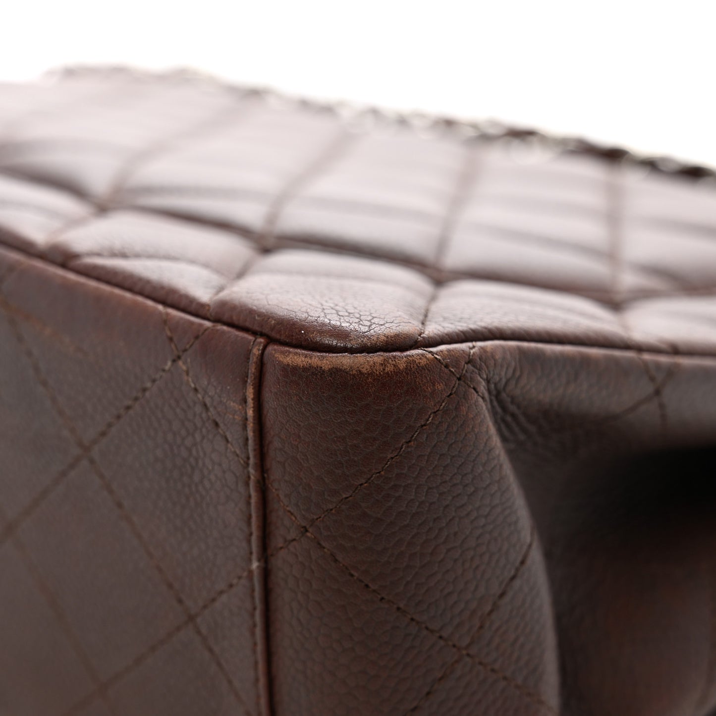 Caviar Quilted Maxi Double Flap Brown