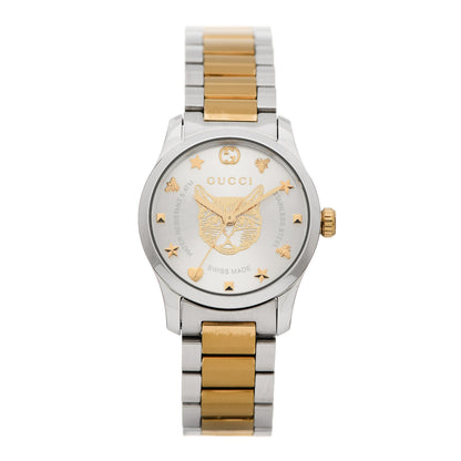 Gucci Stainless Steel 27mm G-Timeless Two Tone Cat Quartz Watch 1 of 6