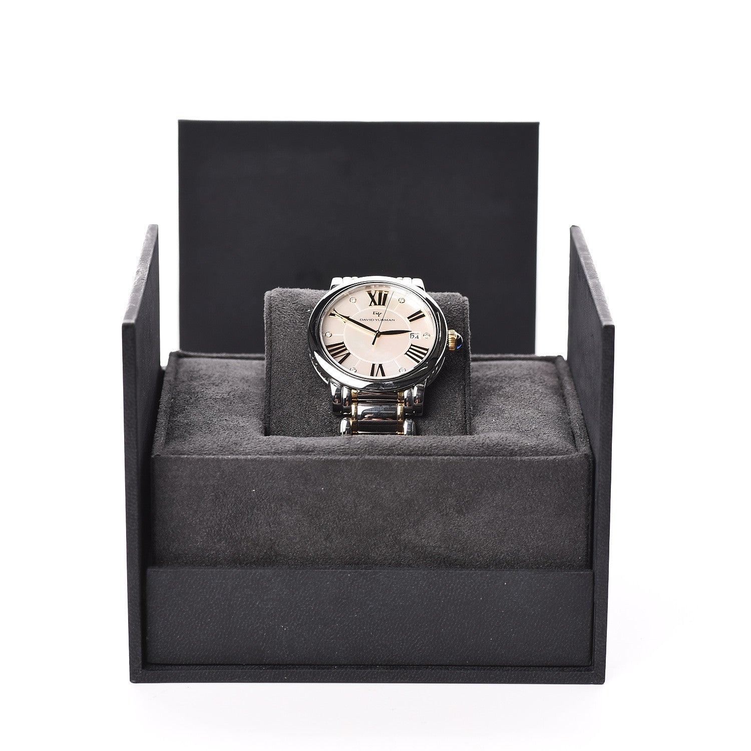 David Yurman Stainless Steel 18K Yellow Gold Diamond Mother of Pearl 30mm Classic Quartz Watch 7 of 7