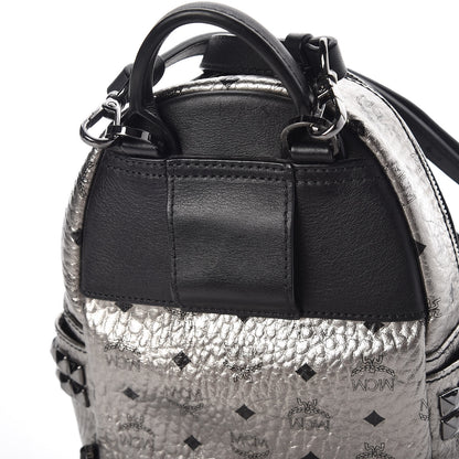 MCM Metallic Visetos Side Stud Mini Stark Backpack Silver Black 11 of 11