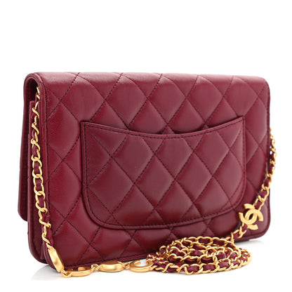 Chanel Lambskin Resin Quilted Coco Hearts Wallet On Chain WOC Burgundy 3 of 12