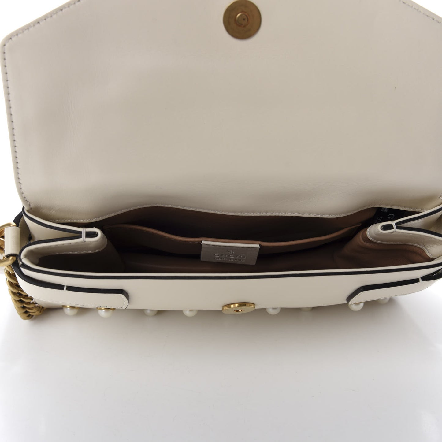 Nappa Pearl Studded Mini Queen Margaret Broadway Shoulder Bag Mystic White