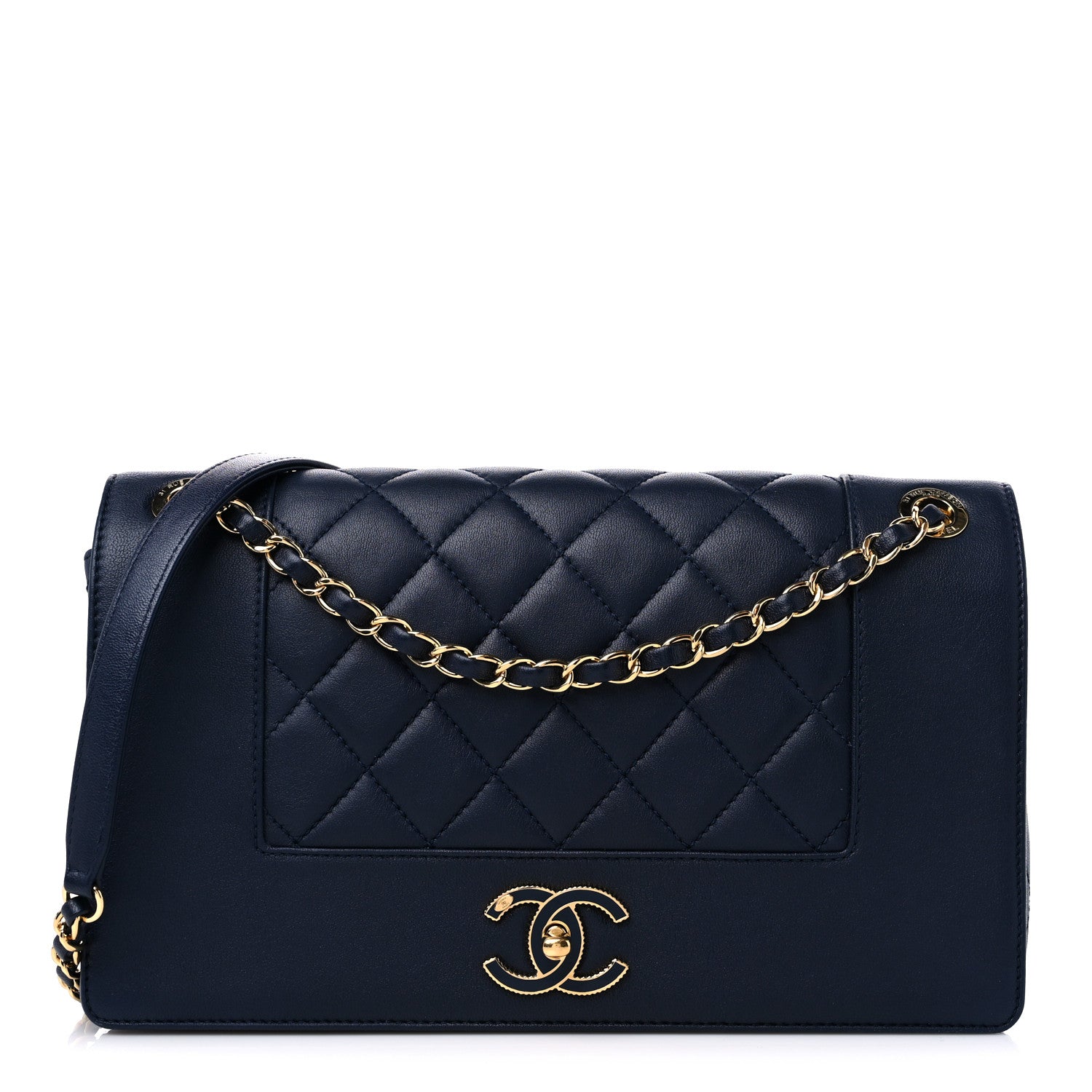 Chanel Sheepskin Quilted Vintage Mademoiselle Flap Dark Navy 1 of 9