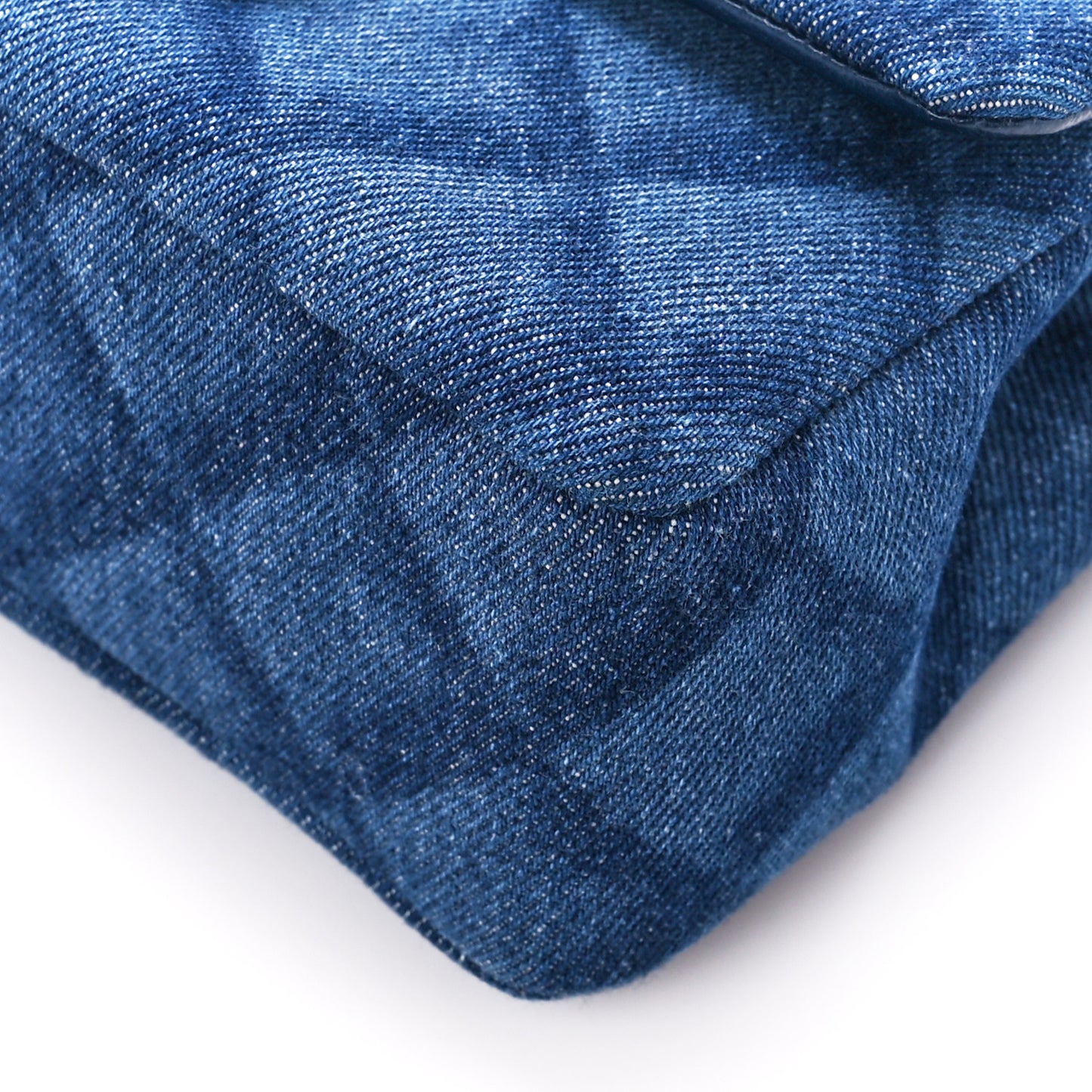 Printed Denim Quilted Mini Rectangular Flap Dark Blue