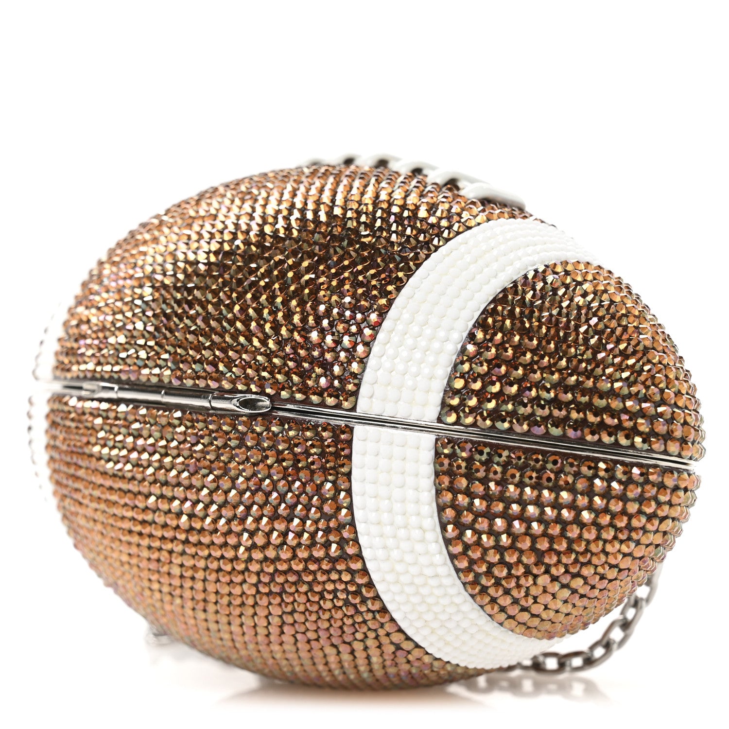 Judith Leiber Crystal Football Minaudiere Clutch Brown 10 of 10