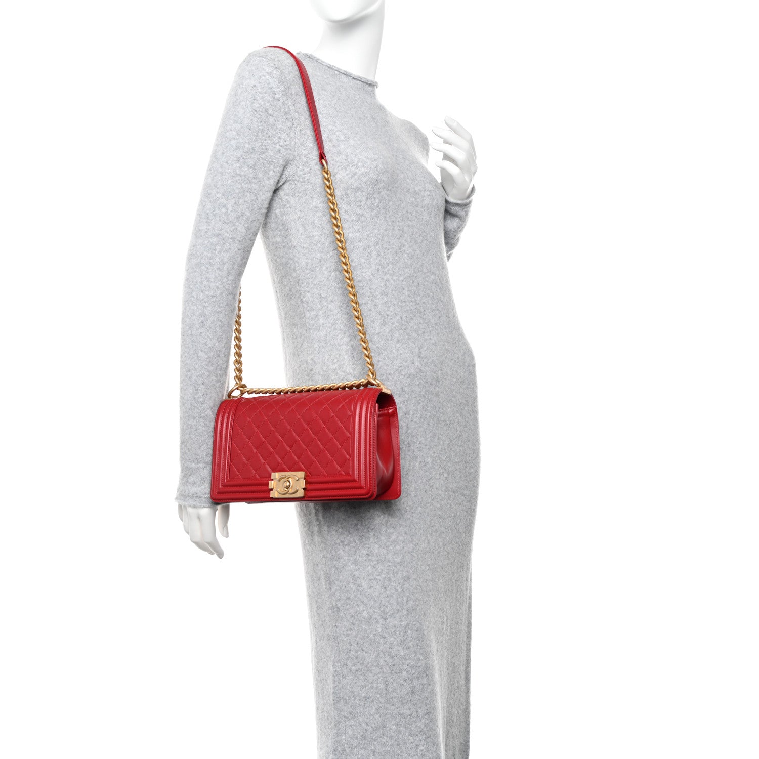 Chanel Lambskin Quilted Medium Boy Flap Dark Red 2 of 11