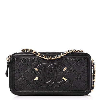 Chanel Caviar Quilted CC Filigree Clutch With Chain Black 1 of 11