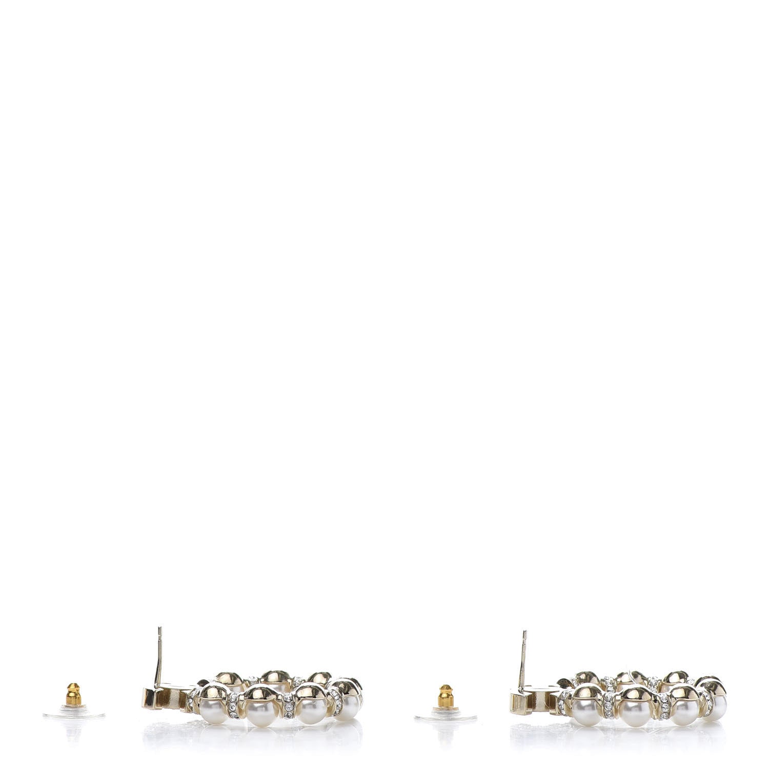 Chanel Pearl Crystal Nefertiti CC Drop Earrings Gold 3 of 5