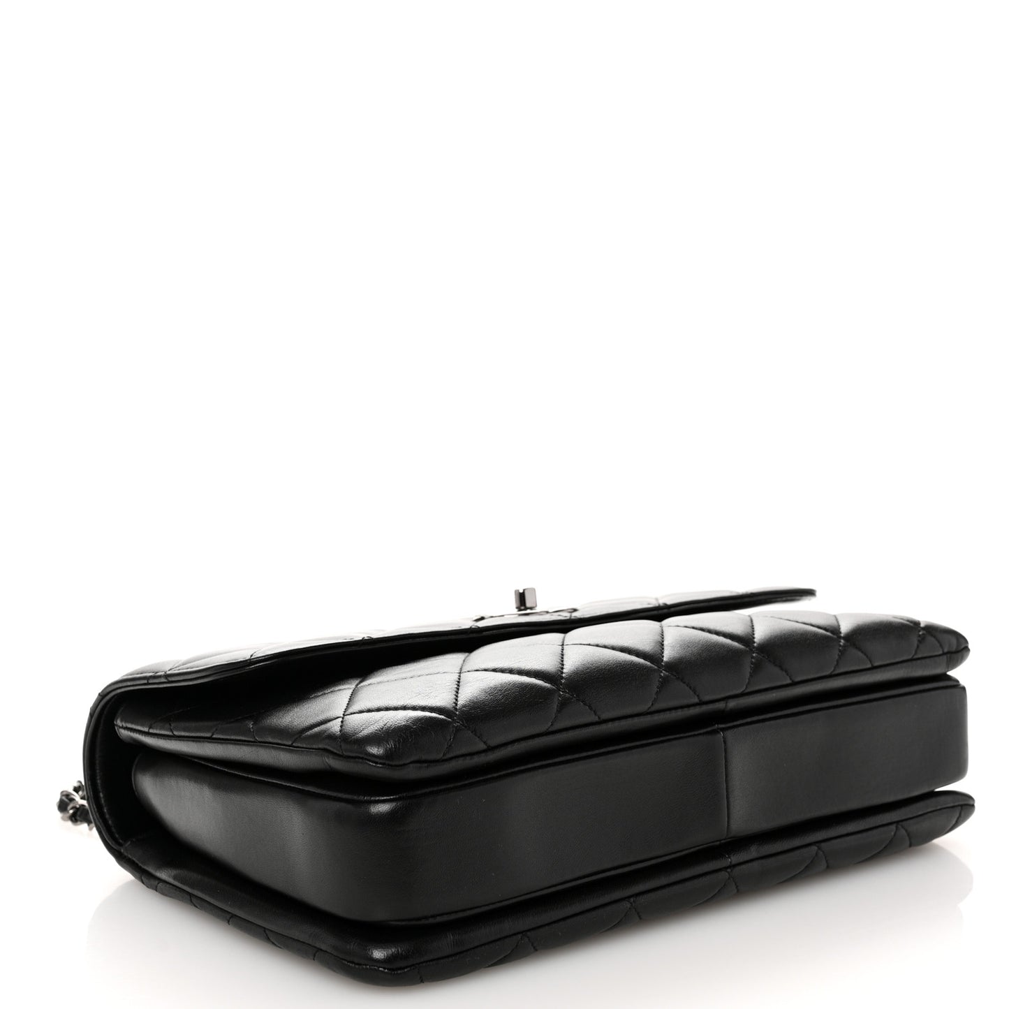 Lambskin Quilted Medium Trendy CC Flap Dual Handle Bag Black