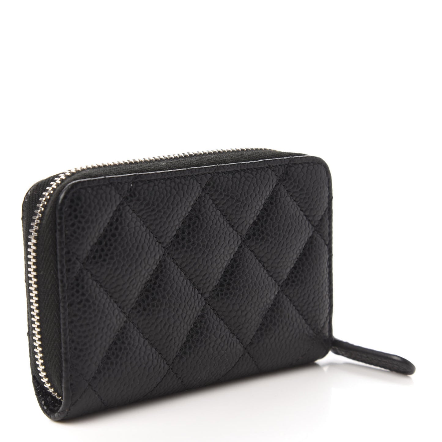 Caviar Quilted Zip Coin Purse Black