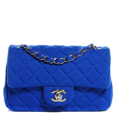 Chanel Jersey Quilted Mini Rectangular Flap Blue 1 of 8