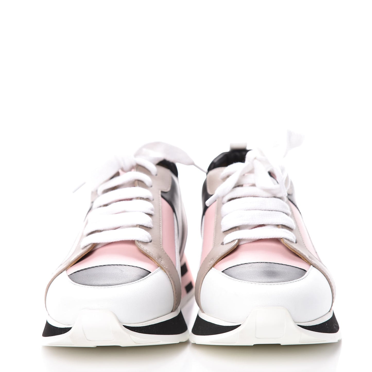 Calfskin Rebus Sneakers 38.5 Rose Aube Black White