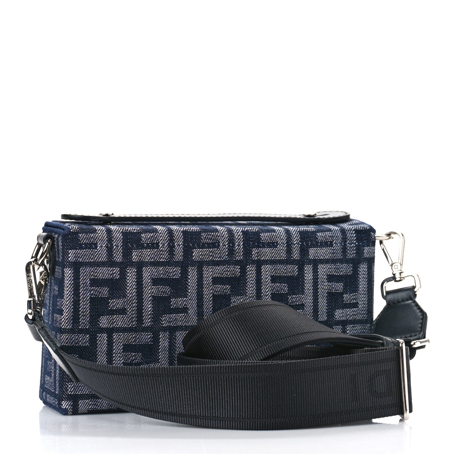 Fabric Jacquard Reactive Jean Denim Vitello Cover FF Baguette Soft Trunk Blue Black