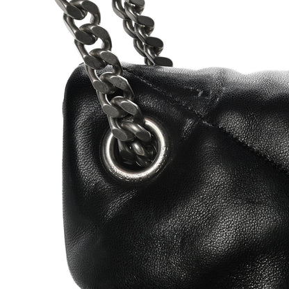 Saint Laurent Lambskin Quilted Small Loulou Puffer Monogram Chain Satchel Black 9 of 12