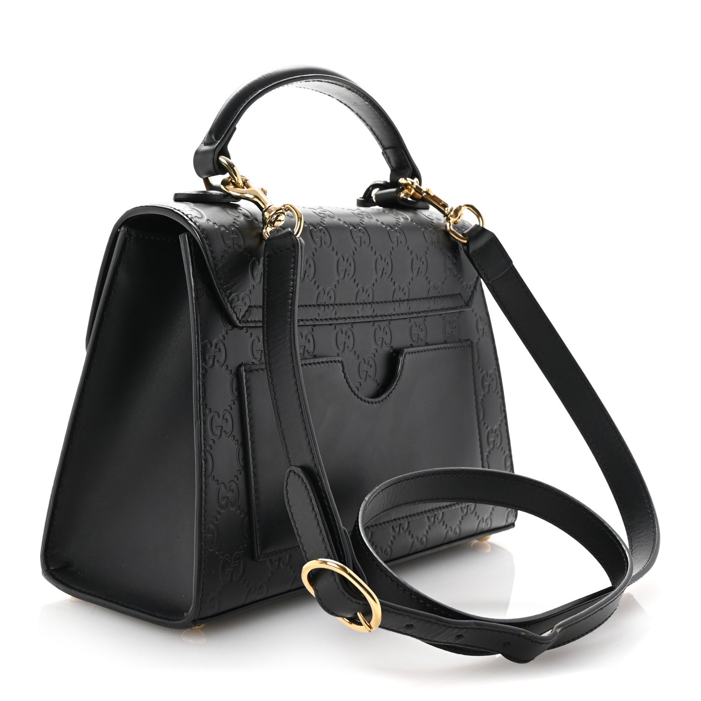Guccissima Signature Small Padlock Top Handle Bag Black Black