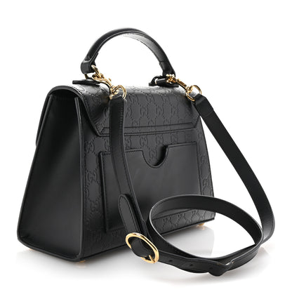 Gucci Guccissima Signature Small Padlock Top Handle Bag Black Black 3 of 10