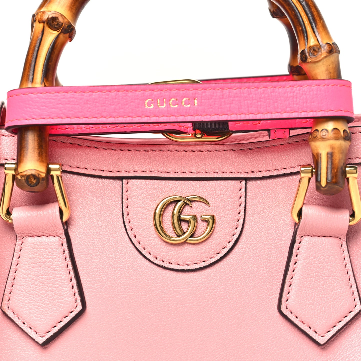Wonka Grain Calfskin Mini Diana Tote Bag Wild Rose Fuxia Fluo