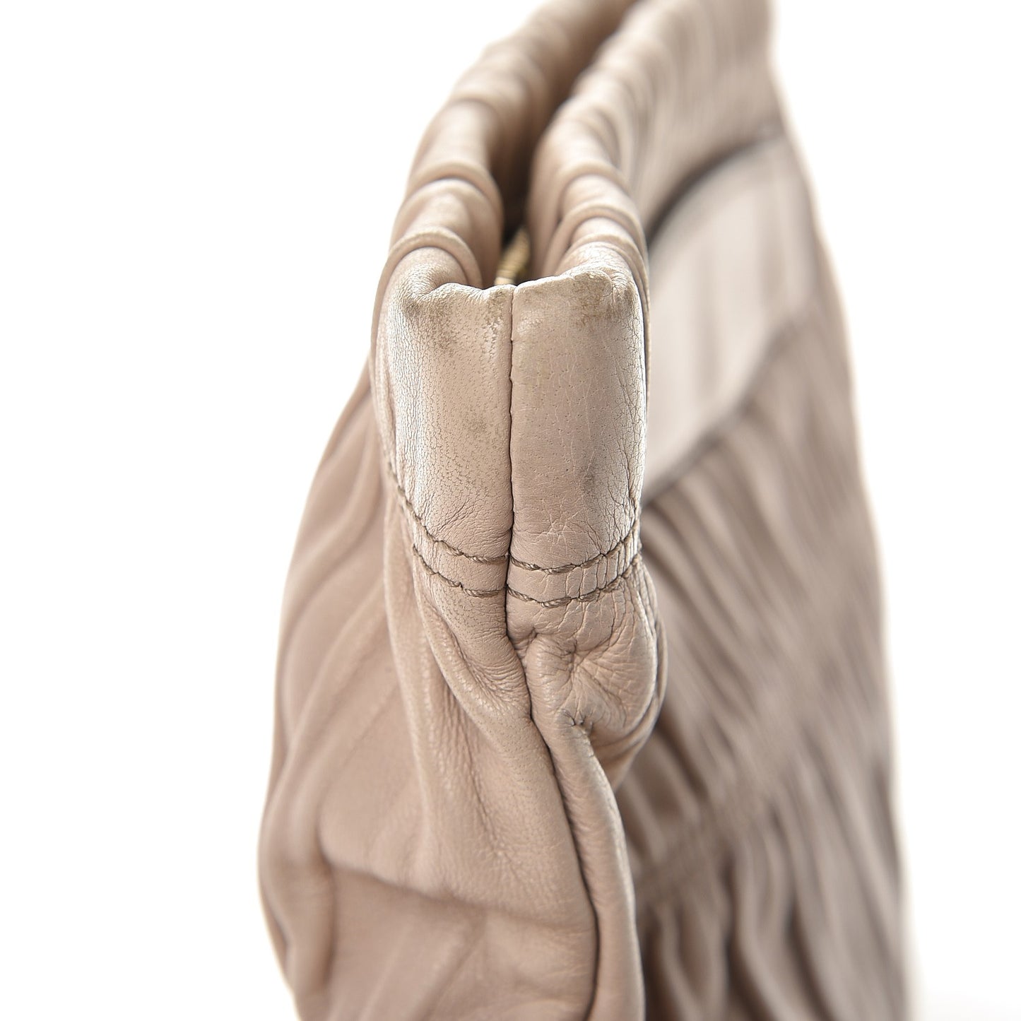 Nappa Gaufre Ruched Clutch Pomice