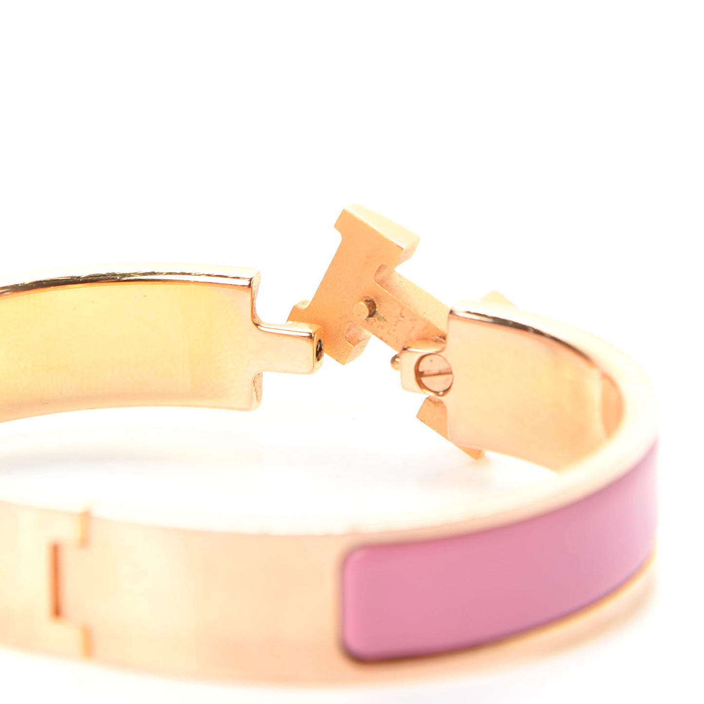Enamel Narrow Clic Clac H Bracelet PM Rose Velours