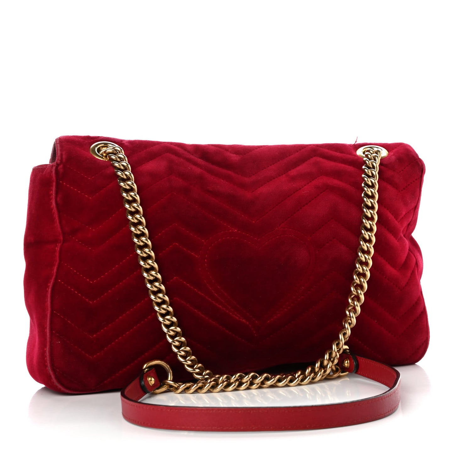 Velvet Matelasse Medium GG Marmont Shoulder Bag Hibiscus Red