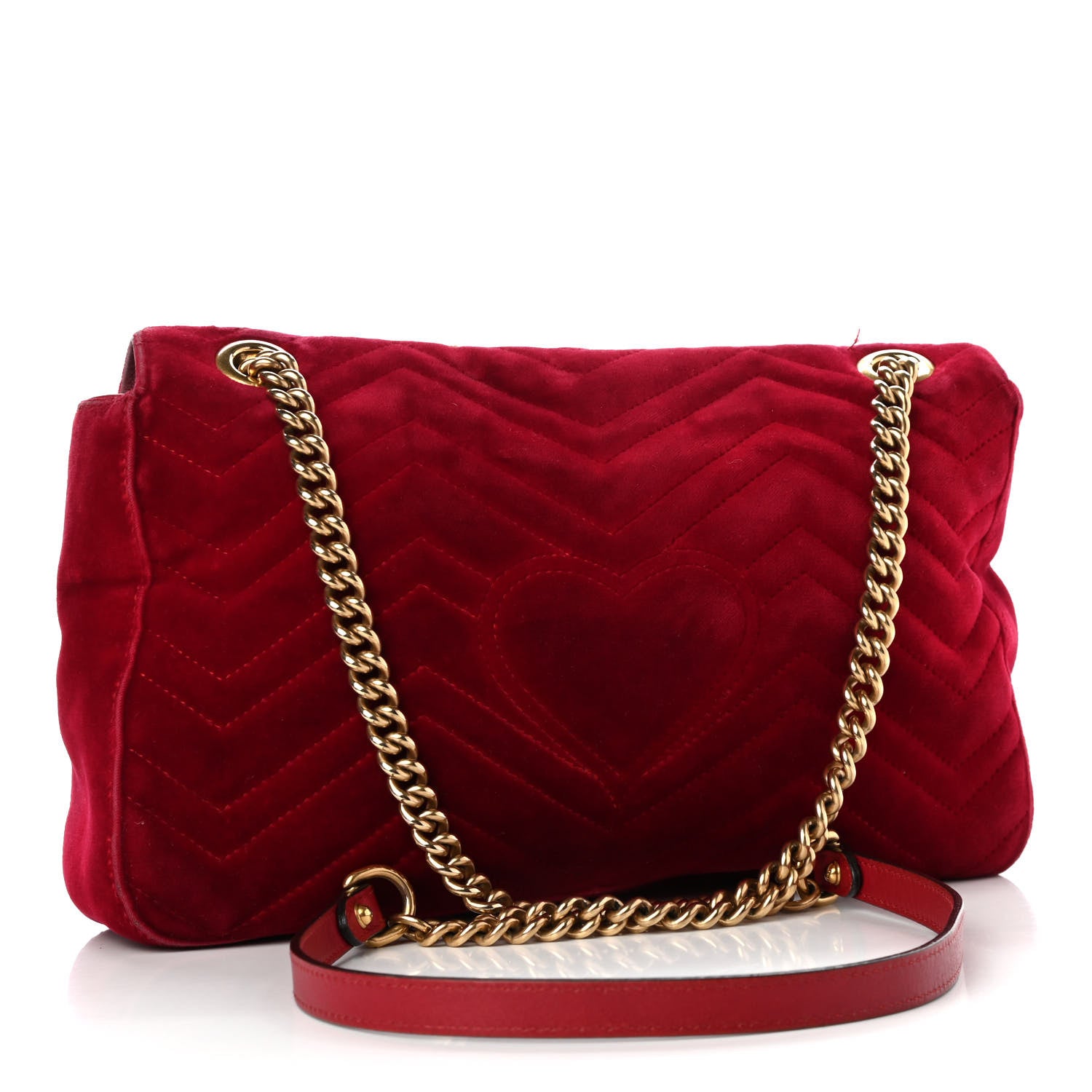 Gucci Velvet Matelasse Medium GG Marmont Shoulder Bag Hibiscus Red 3 of 15