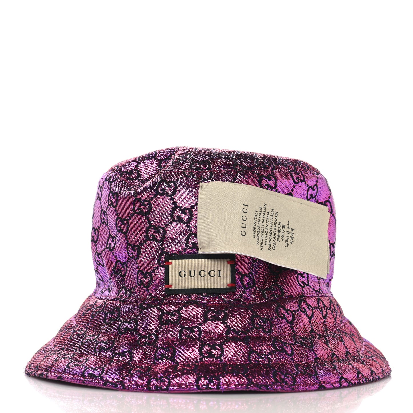 Canvas Lame GG Monogram Reversible Bucket Hat S Fuxia Pink