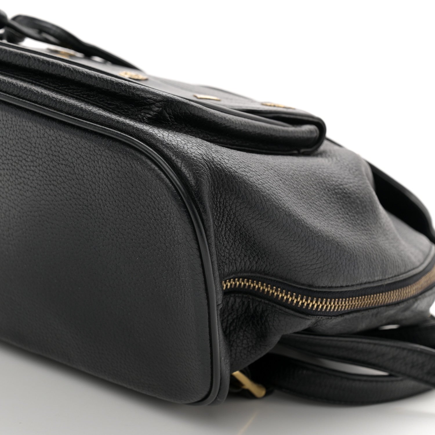 MCM Grained Calfskin Studded Drawstring Backpack Black 9 of 9