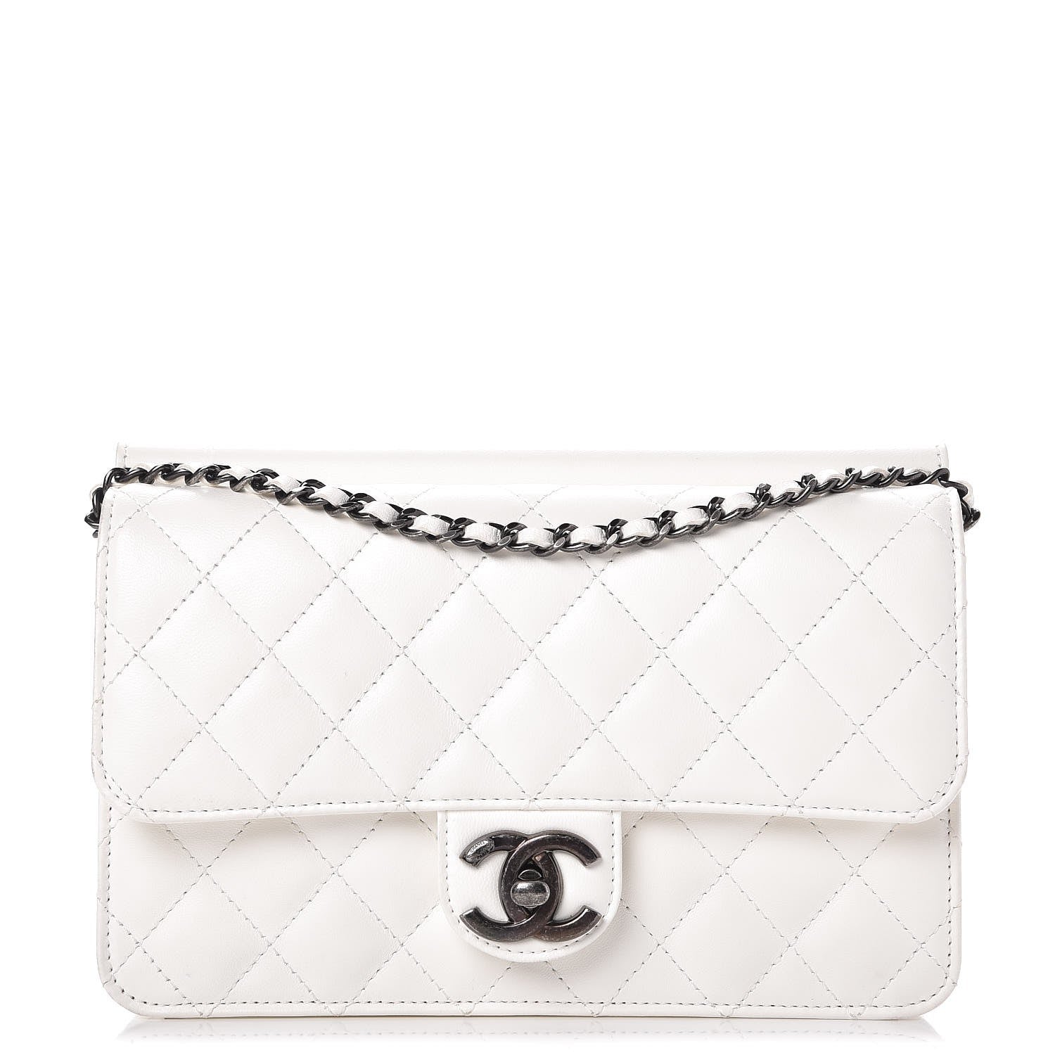 Chanel Lambskin Quilted Medium Crossing Times Flap Dark White 1 of 9
