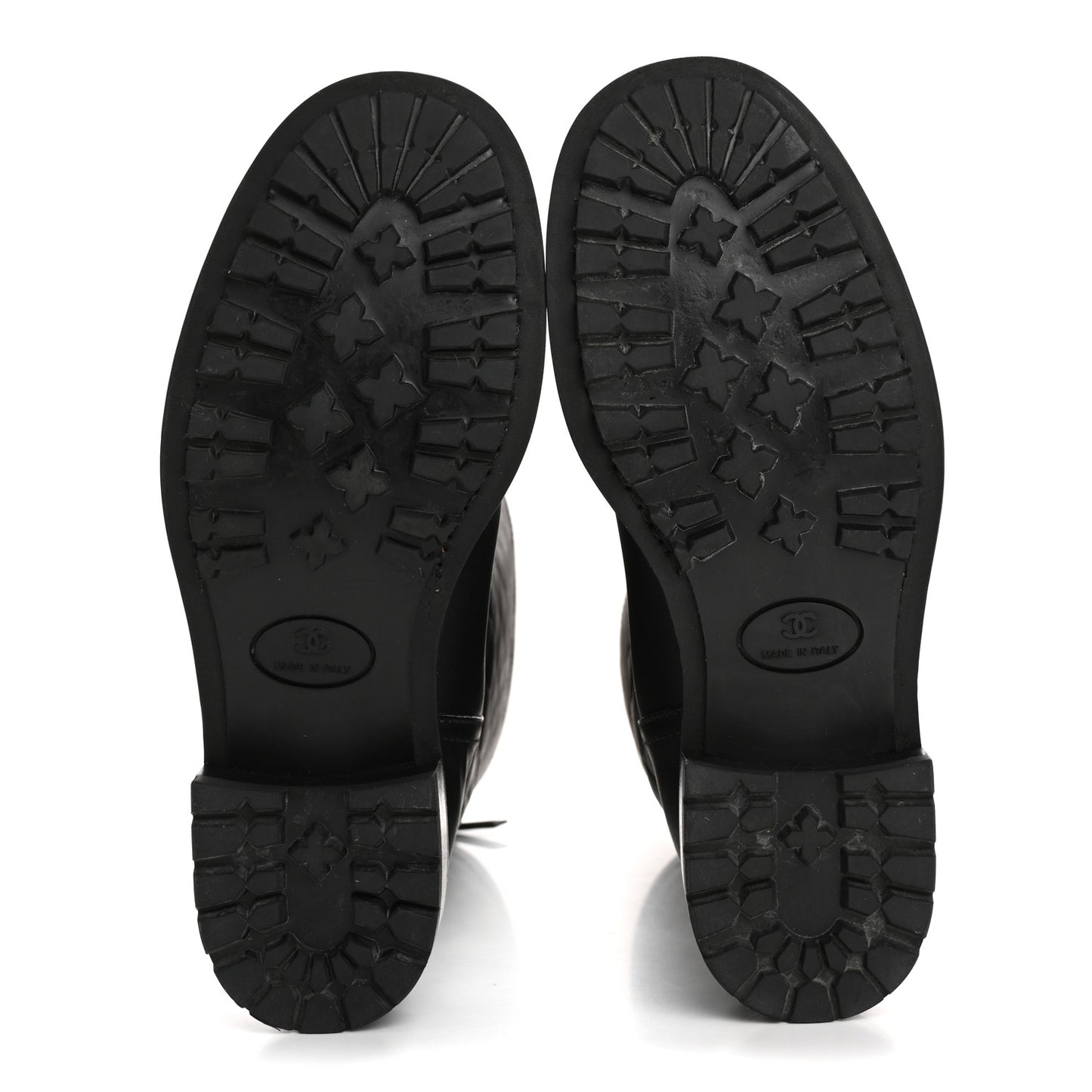 Oily Calfskin Quilted High Boots 37.5 Black