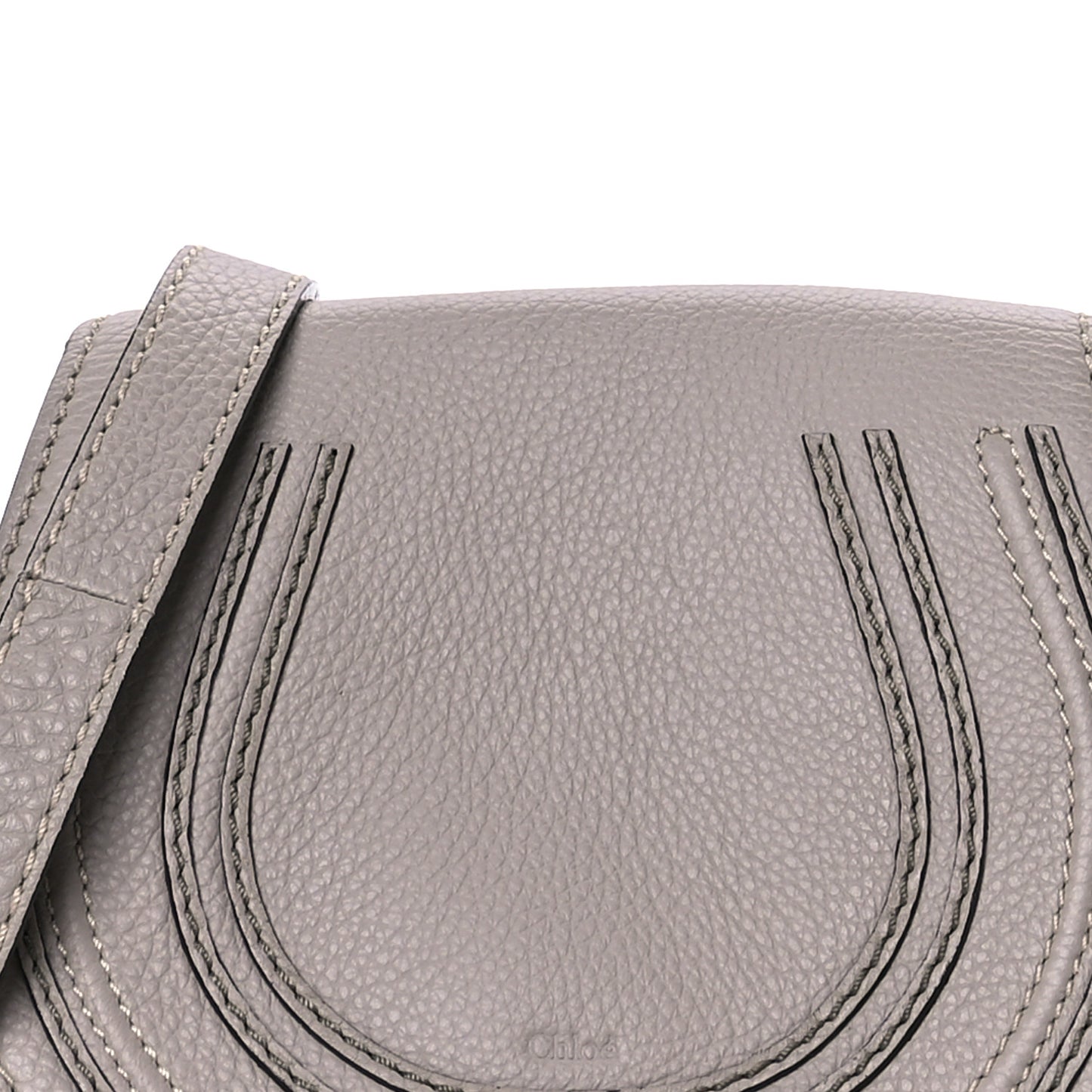 Grained Calfskin Small Marcie Saddle Bag Cashmere Grey