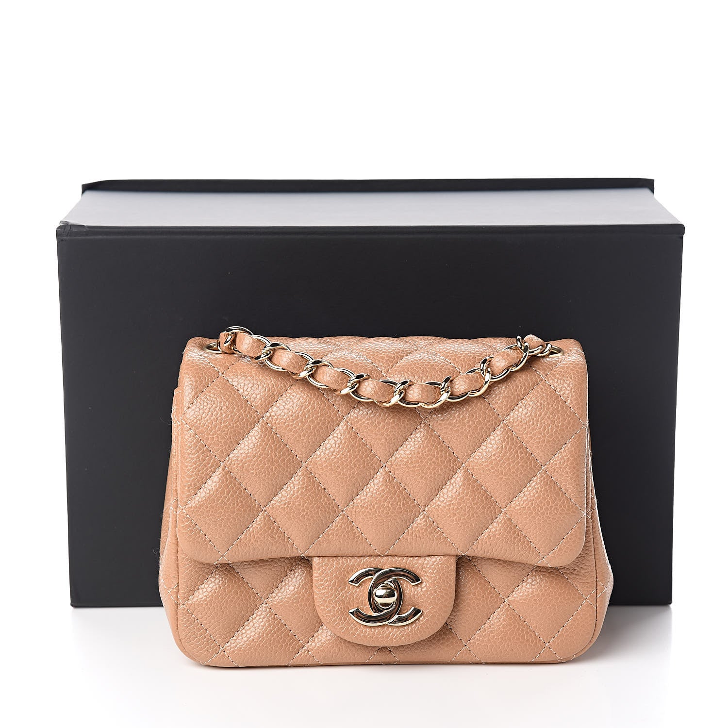 Chanel Iridescent Caviar Quilted Mini Square Flap Beige 11 of 11