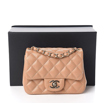 Chanel Iridescent Caviar Quilted Mini Square Flap Beige 11 of 11