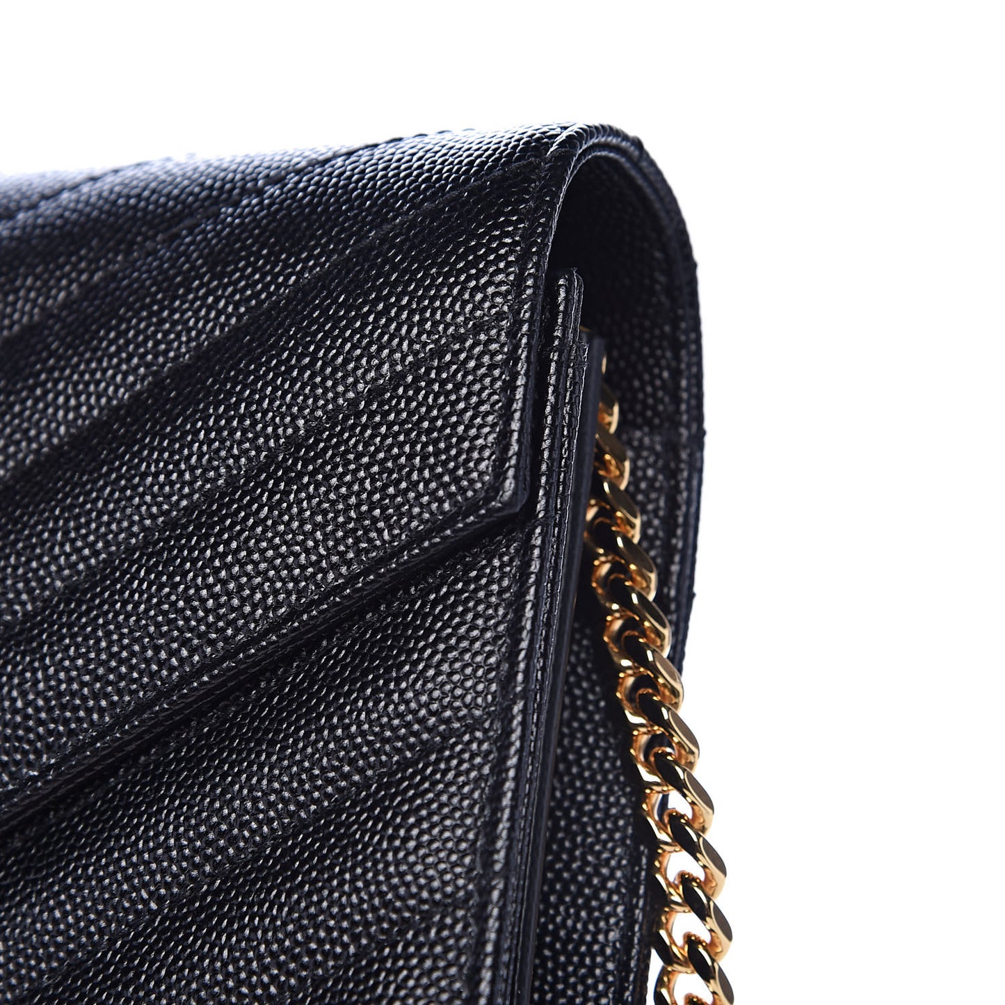 Grain De Poudre Matelasse Chevron Monogram Chain Wallet Black