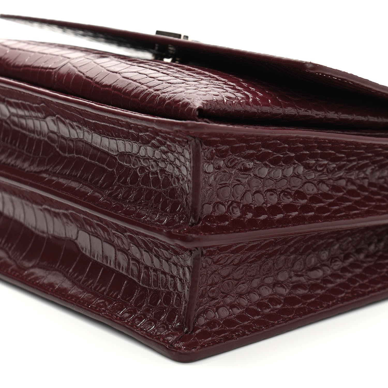 Saint Laurent Calfskin Crocodile Embossed Medium Monogram Sunset Rouge Legion 10 of 10