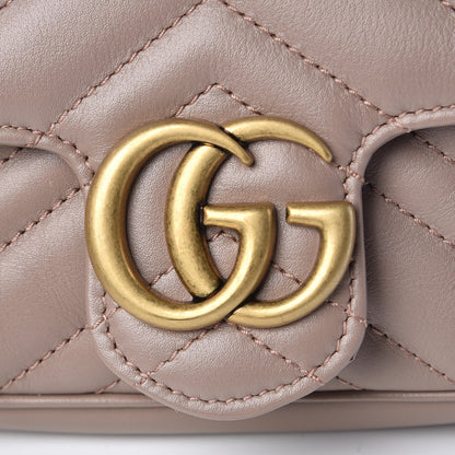 Gucci Calfskin Matelasse Super Mini GG Marmont Shoulder Bag Porcelain Rose 8 of 11