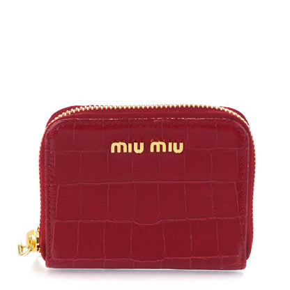 Miu Miu Patent Crocodile Embossed St Cocco Lux Compact Wallet Rubino 1 of 9