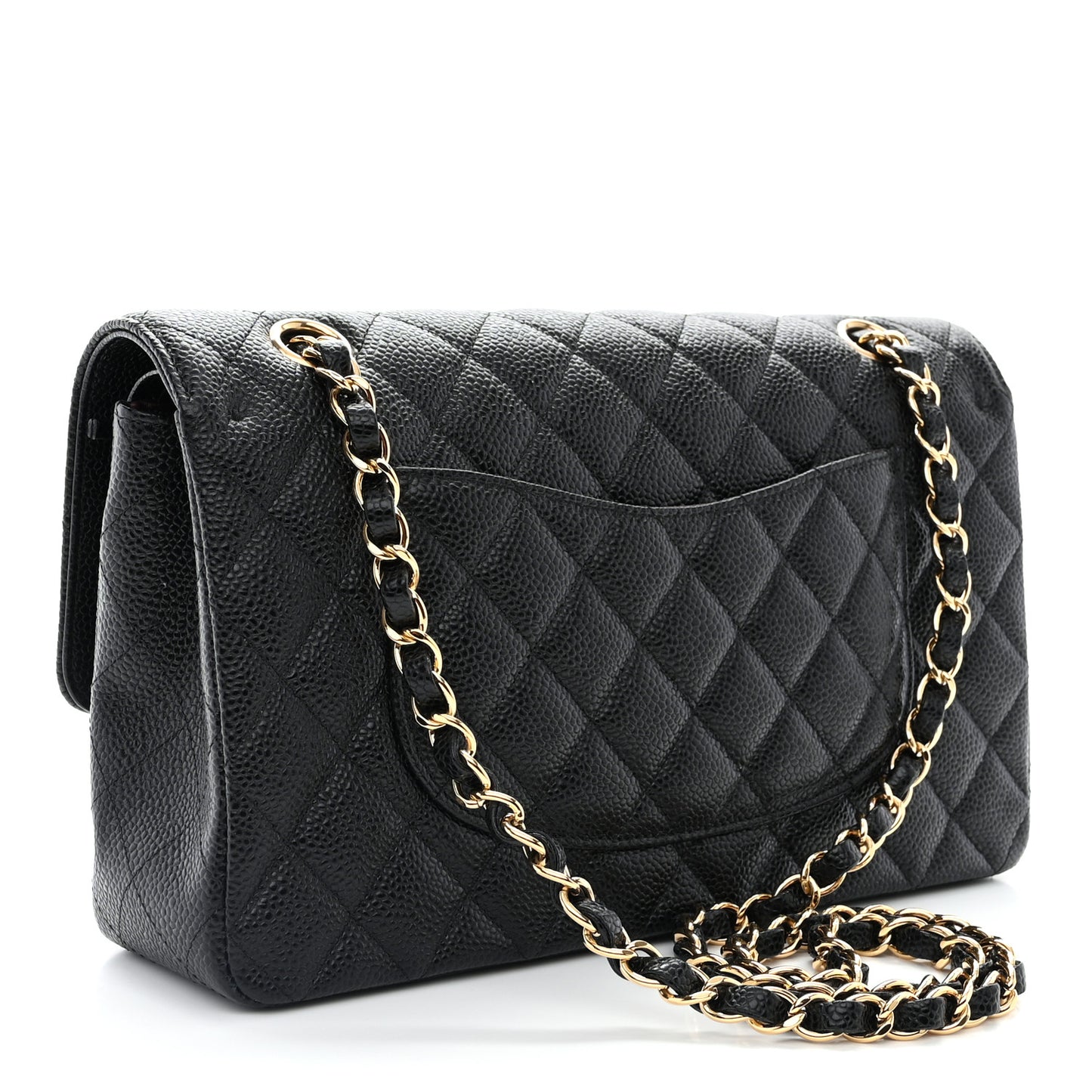 Caviar Quilted Medium Double Flap Black