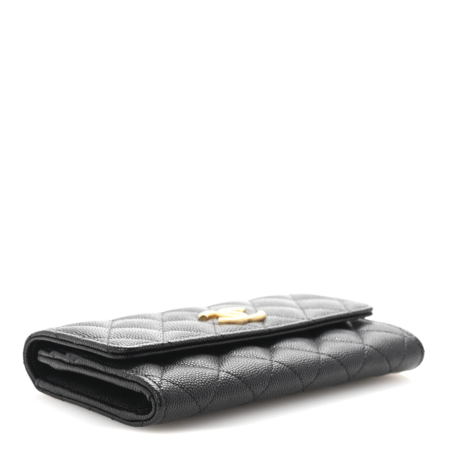 Chanel Caviar Quilted Textured CC Flap Wallet Black 4 of 8