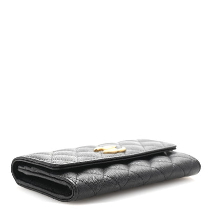 Chanel Caviar Quilted Textured CC Flap Wallet Black 4 of 8