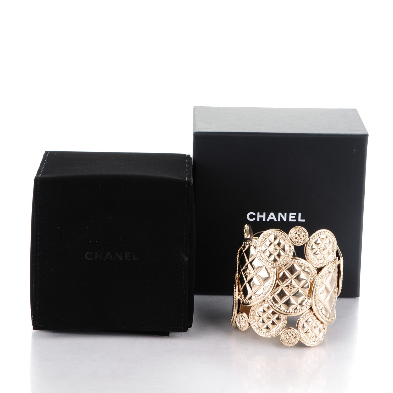 Chanel Quilted Metal CC Cuff Gold 5 of 5