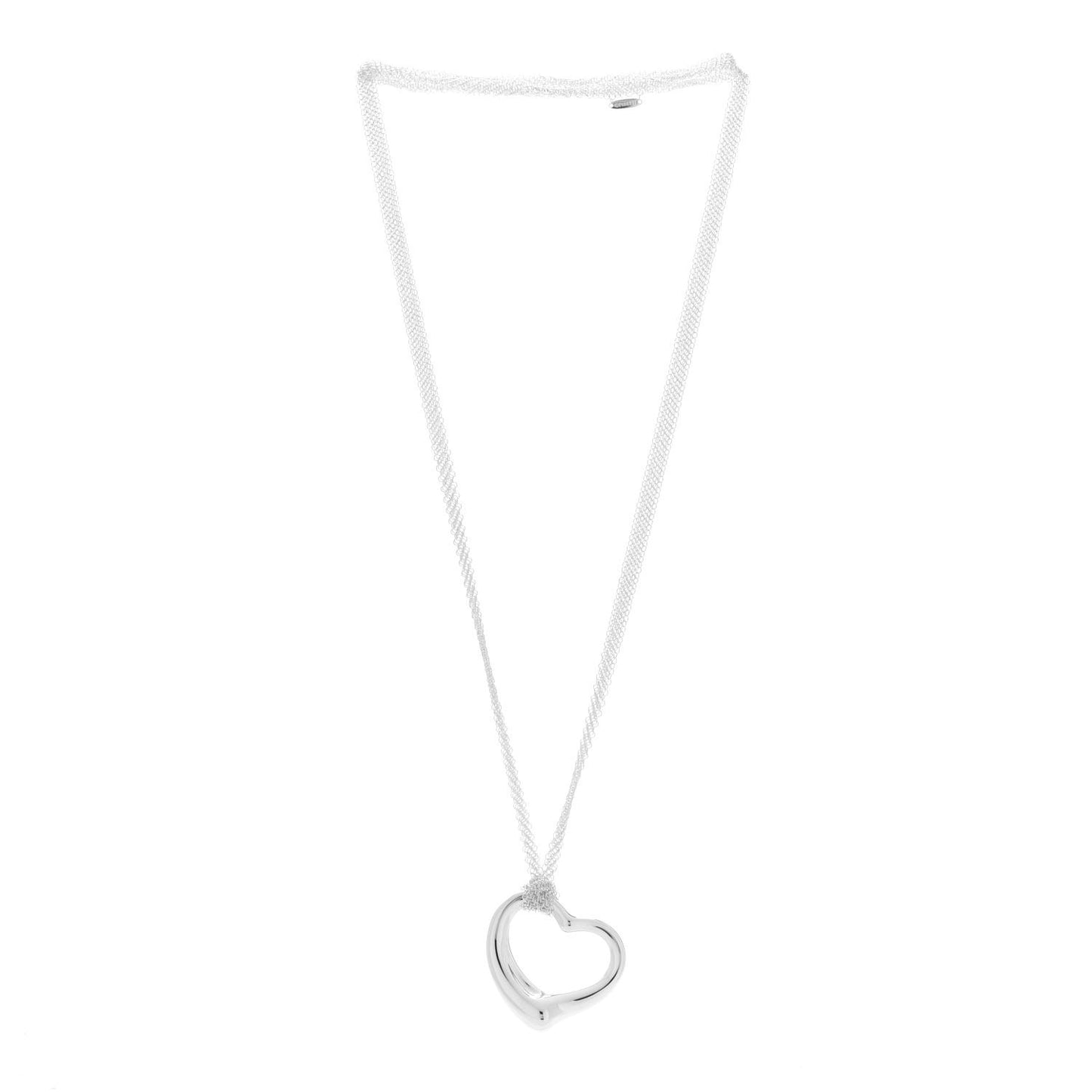 Sterling Silver 36mm Elsa Perretti Open Heart Mesh Necklace