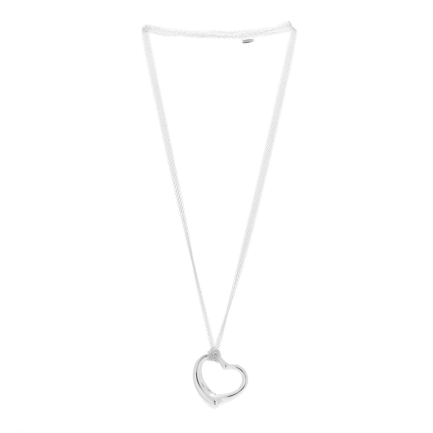 Tiffany Sterling Silver 36mm Elsa Perretti Open Heart Mesh Necklace 3 of 6