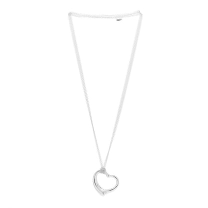 Tiffany Sterling Silver 36mm Elsa Perretti Open Heart Mesh Necklace 3 of 6