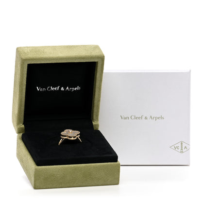 Van Cleef & Arpels 18K Yellow Gold Diamond Mother of Pearl Vintage Alhambra Ring 51 5.75 3 of 5