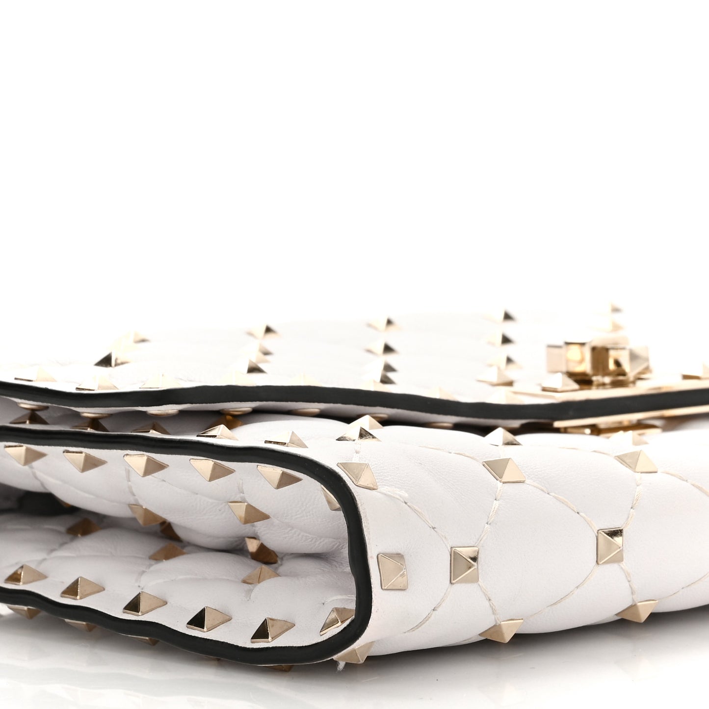 Nappa Rockstud Spike Wallet On Chain Optic White
