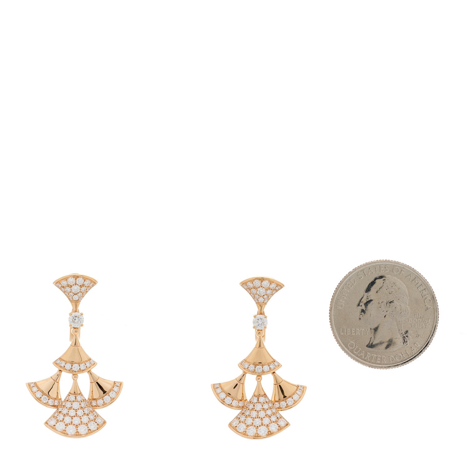 Bulgari 18K Rose Gold Diamond Divas' Dream Pave Drop Earrings 2 of 7