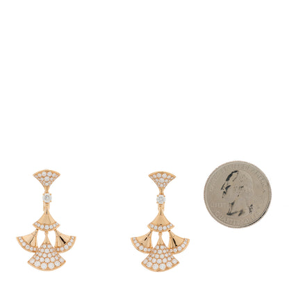 Bulgari 18K Rose Gold Diamond Divas' Dream Pave Drop Earrings 2 of 7
