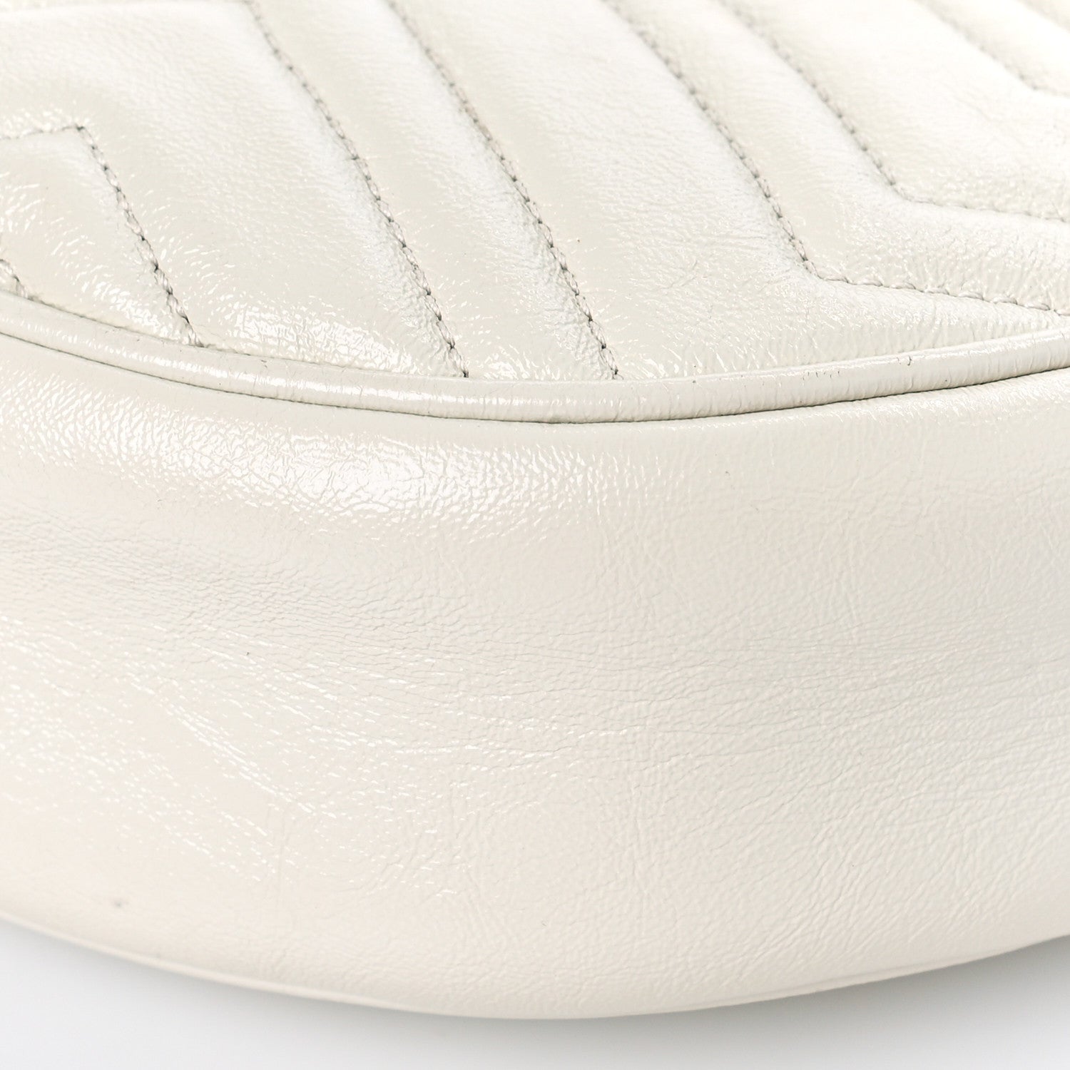Gucci Calfskin Matelasse Mini GG Marmont Round Shoulder Bag White 10 of 13