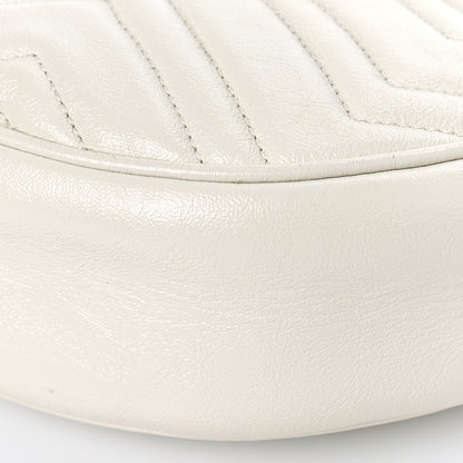 Gucci Calfskin Matelasse Mini GG Marmont Round Shoulder Bag White 10 of 13