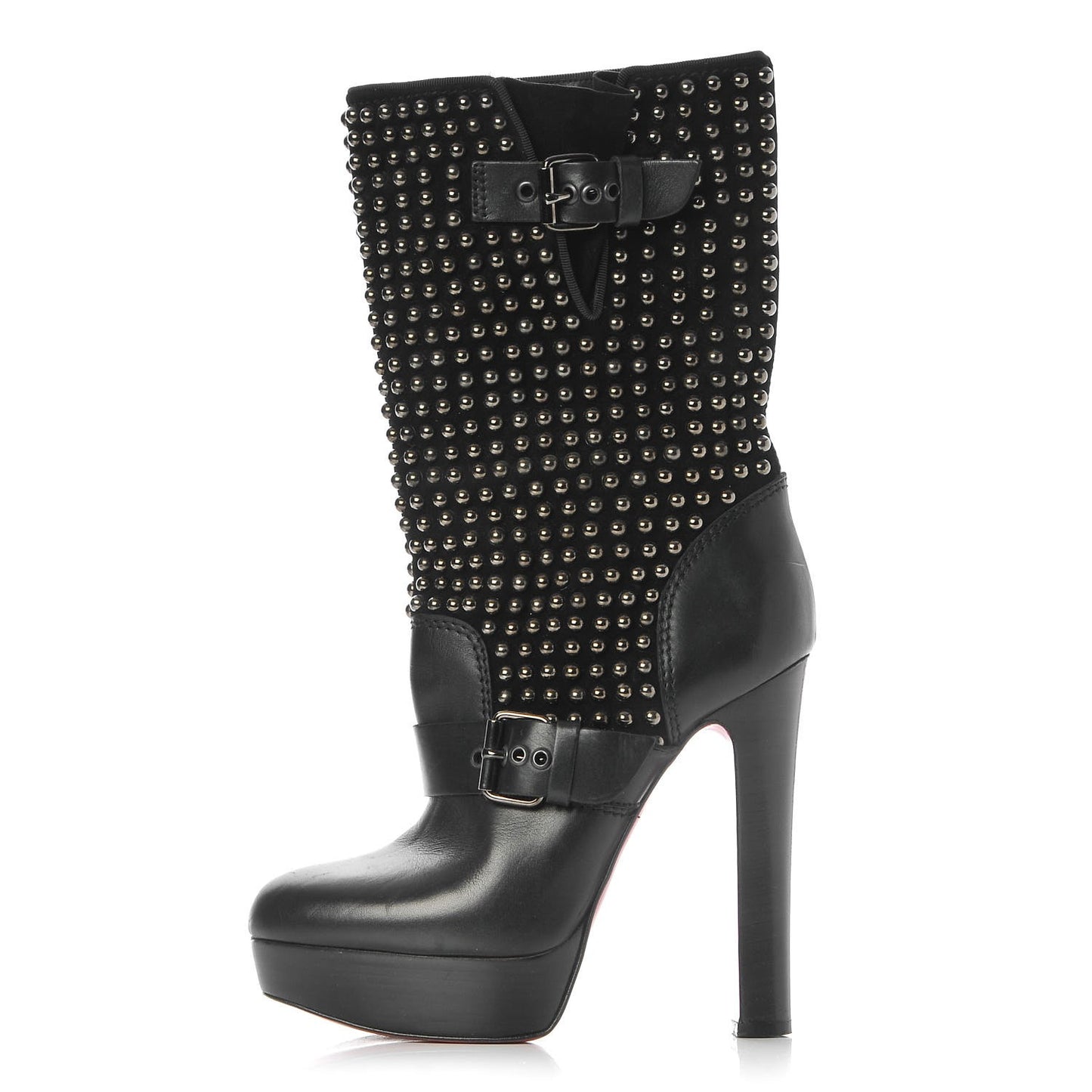 Calfskin VIP Suede Marisa 140 Studded Boots 37.5 Black